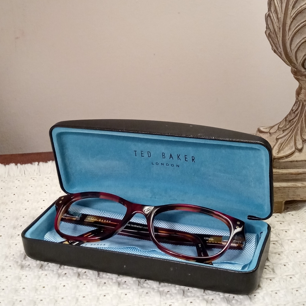 Women's Ted Baker Red Tortoise Frames With Original Case, Lens Cloth LIKE NEW